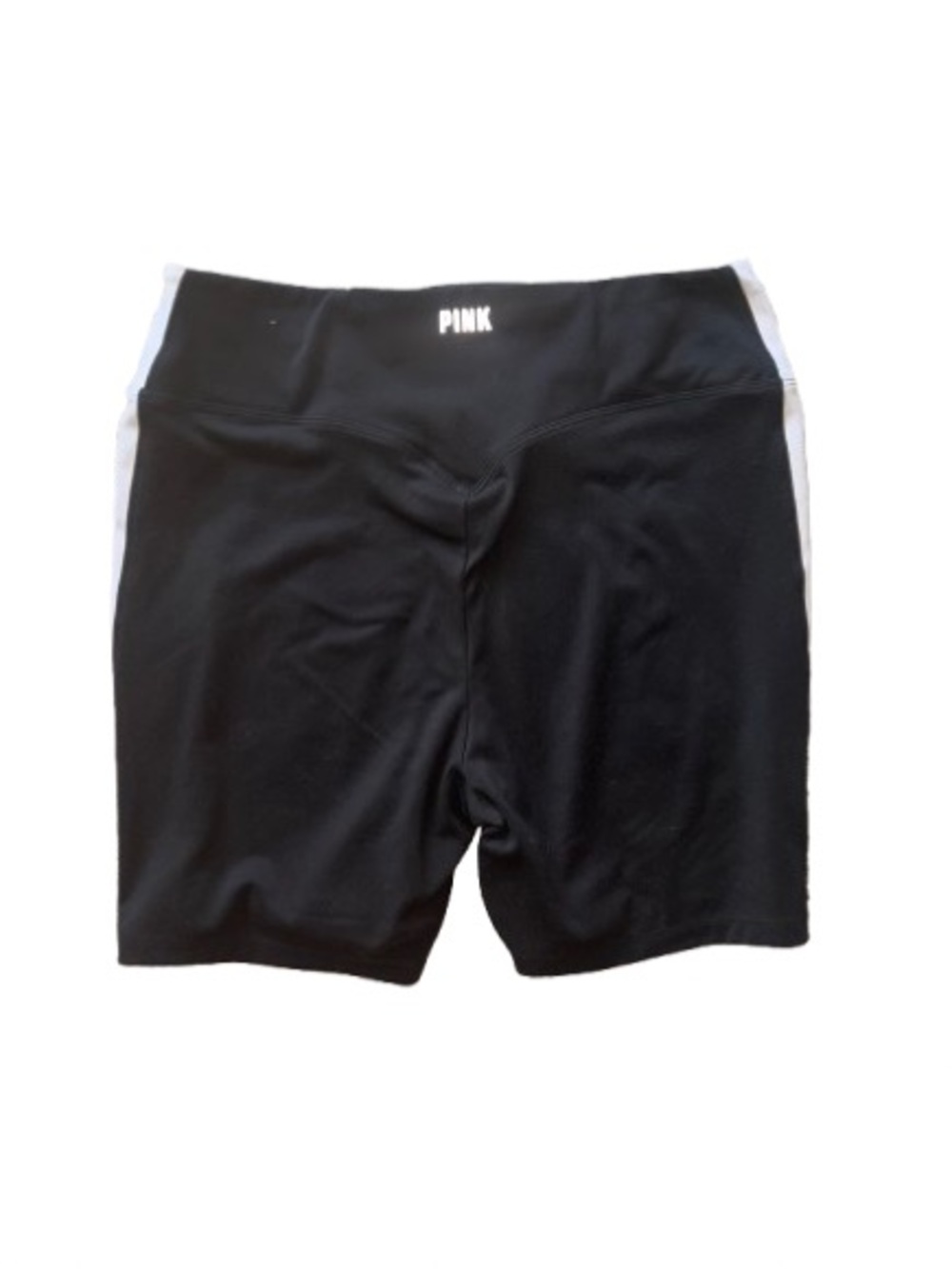 PINK Victoria’s Secret Black Bike Shorts with White Side Panels Large pocket - Picture 2 of 4